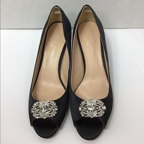 Paradox London Pink Prunella Crystal Embellished Pointed Peep Toe Heels - Picture 2 of 14